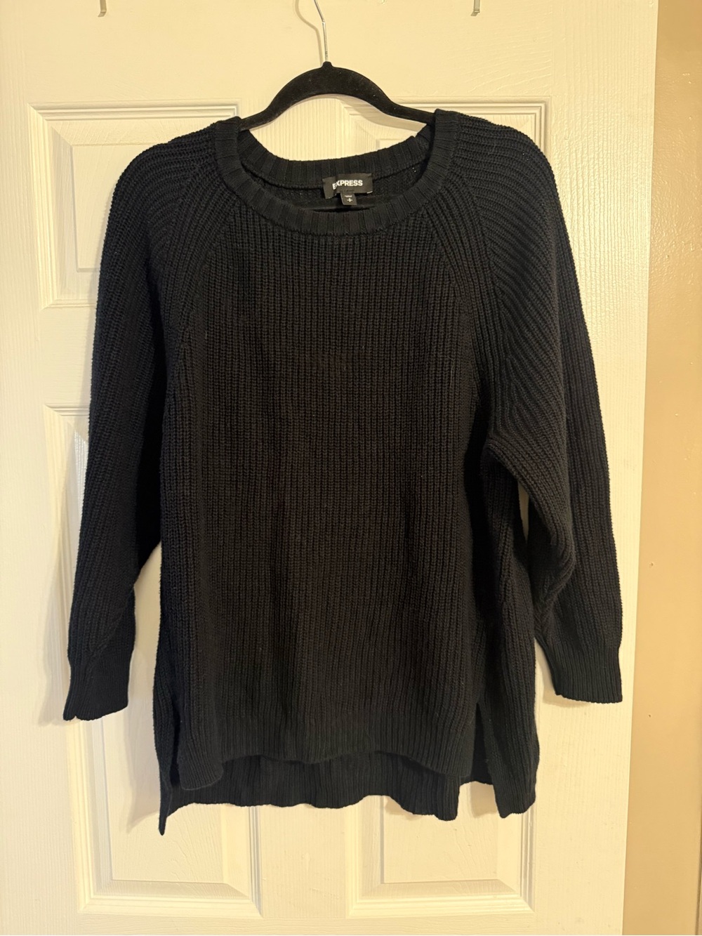 Express Black Ribbed Crewneck Pullover Sweater - Picture 1 of 1